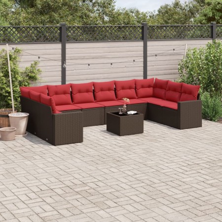 Set de sofás de jardín 11 pzas cojines ratán sintético marrón de , Conjuntos de jardín - Ref: Foro24-3219474, Precio: 752,86 ...