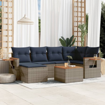 Set de sofás de jardín 7 pzas con cojines ratán sintético gris | Foro24.es | Tu tienda online para hogar, jardín y más Foro24.es