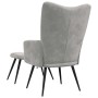 Sillón de relax con taburete de terciopelo gris claro en Sillones | Comprar online en Foru.es