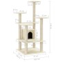 Rascador para gatos con postes de sisal crema 110 cm de vidaXL, Mobiliario para gatos - Ref: Foro24-171479, Precio: 56,40 €, ...