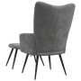 Sillón de relax con taburete terciopelo gris oscuro en Sillones | Comprar online en Foru.es