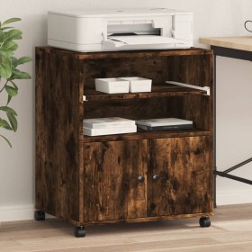 Soporte para impresora con ruedas roble ahumado 60x48x74 cm de , Soportes para impresoras - Ref: Foro24-840636, Precio: 83,13...