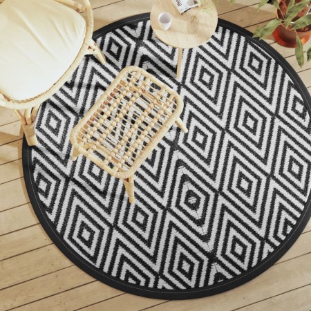 Alfombra de exterior ARAKIL blanco y negro Ø160 cm PP de , Protectores para exterior - Ref: Foro24-368475, Precio: 33,52 €, D...
