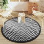 Alfombra de exterior ARAKIL blanco y negro Ø160 cm PP de , Protectores para exterior - Ref: Foro24-368475, Precio: 33,52 €, D...