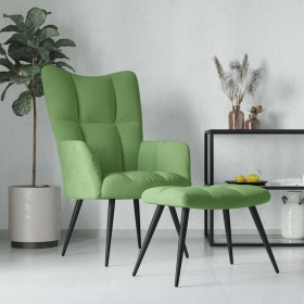 Sillón de relax con taburete terciopelo verde claro en Sillones | Comprar online en Foru.es