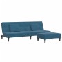 Sofá cama de 2 plazas con taburete terciopelo azul de , Sofás - Ref: Foro24-3258109, Precio: 298,53 €, Descuento: %