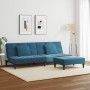 Sofá cama de 2 plazas con taburete terciopelo azul de , Sofás - Ref: Foro24-3258109, Precio: 298,53 €, Descuento: %