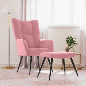 Sillón de relax con taburete terciopelo rosa en Sillones | Comprar online en Foru.es