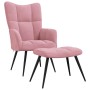 Sillón de relax con taburete terciopelo rosa en Sillones | Comprar online en Foru.es