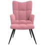 Sillón de relax con taburete terciopelo rosa en Sillones | Comprar online en Foru.es
