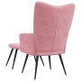 Sillón de relax con taburete terciopelo rosa en Sillones | Comprar online en Foru.es