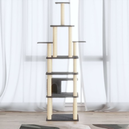 Rascador para gatos con postes de sisal gris oscuro 183 cm de vidaXL, Mobiliario para gatos - Ref: Foro24-171484, Precio: 84,...