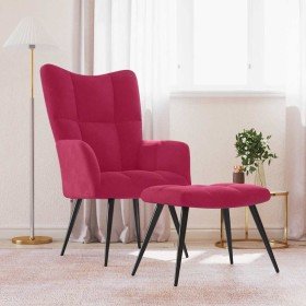 Sillón de relax con taburete terciopelo rojo tinto en Sillones | Comprar online en Foru.es