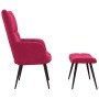 Sillón de relax con taburete terciopelo rojo tinto en Sillones | Comprar online en Foru.es
