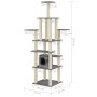 Rascador para gatos con postes de sisal gris oscuro 183 cm de vidaXL, Mobiliario para gatos - Ref: Foro24-171484, Precio: 84,...