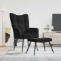 Sillón relajante con taburete de terciopelo negro en Sillones | Comprar online en Foru.es