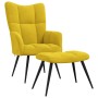 Sillón relajante con taburete de terciopelo amarillo mostaza en Sillones | Comprar online en Foru.es