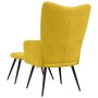 Sillón relajante con taburete de terciopelo amarillo mostaza en Sillones | Comprar online en Foru.es