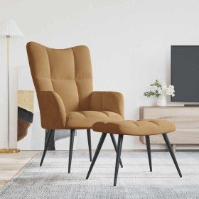 Sillón de relax con taburete terciopelo marrón en Sillones | Comprar online en Foru.es