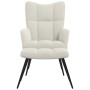 Sillón de relax con taburete terciopelo blanco crema en Sillones | Comprar online en Foru.es
