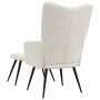 Sillón de relax con taburete terciopelo blanco crema en Sillones | Comprar online en Foru.es