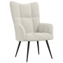 Sillón de relax con taburete terciopelo blanco crema en Sillones | Comprar online en Foru.es