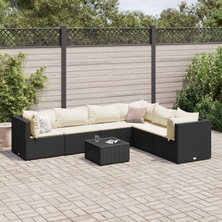 Set de muebles de jardín y cojines 7 pzas ratán sintético negro de , Conjuntos de jardín - Ref: Foro24-3308144, Precio: 571,1...
