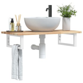 Estante de lavabo de pared acero y madera maciza de acacia de , Tocadores de baño - Ref: Foro24-3302668, Precio: 76,46 €, Des...