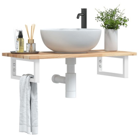 Estante de lavabo de pared acero y madera maciza de acacia de , Tocadores de baño - Ref: Foro24-3302668, Precio: 76,46 €, Des...