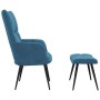Sillón de relax con taburete terciopelo azul en Sillones | Comprar online en Foru.es
