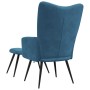 Sillón de relax con taburete terciopelo azul en Sillones | Comprar online en Foru.es