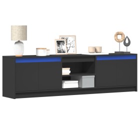 Mueble de TV con LED madera de ingeniería negro 180x34x50 cm de , Muebles TV - Ref: Foro24-3307913, Precio: 173,02 €, Descuen...