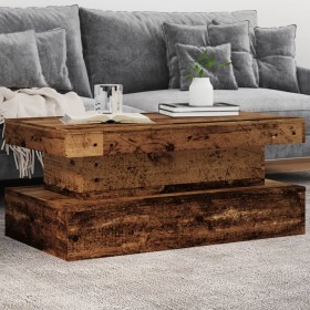 Mesa de centro con luces LED madera envejecida 90x50x40 cm de , Mesas de centro - Ref: Foro24-857714, Precio: 109,00 €, Descu...