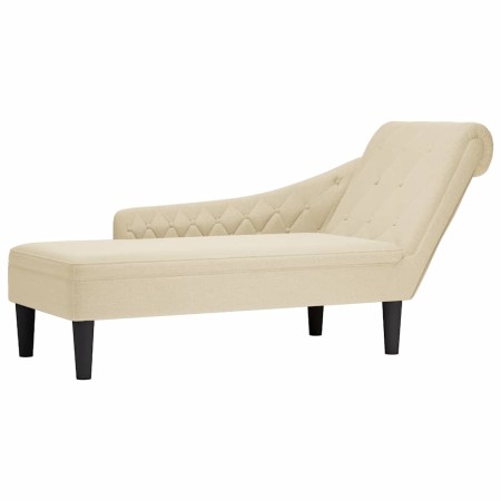 Tumbona con almohada y reposabrazo derecho tela crema de , Divanes - Ref: Foro24-4009769, Precio: 149,44 €, Descuento: %