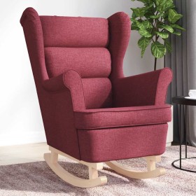 Comprar Silla mecedora de tela rojo vino tinto
