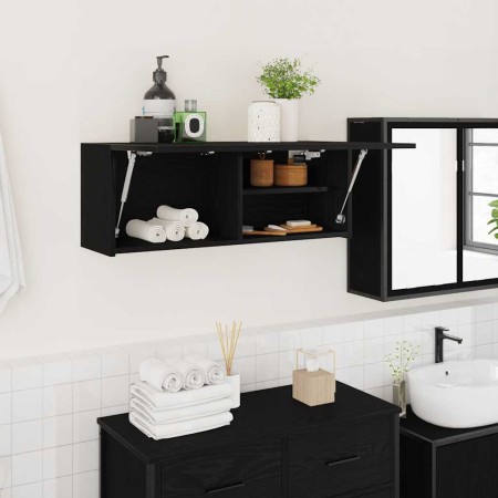 Mueble de pared de baño madera ingeniería negro 80x25x30 cm de , Tocadores de baño - Ref: Foro24-860077, Precio: 53,71 €, Des...