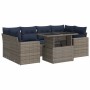 Set sofás jardín y cojines 7 pzas ratán sintético acacia gris de , Conjuntos de jardín - Ref: Foro24-3326272, Precio: 581,96 ...