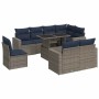Set sofás jardín y cojines 9 pzas ratán sintético acacia gris de , Conjuntos de jardín - Ref: Foro24-3326342, Precio: 730,43 ...