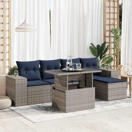 Set sofás jardín y cojines 6 pzas ratán sintético acacia gris | Foro24.es | Tu tienda online para hogar, jardín y más Foro24.es