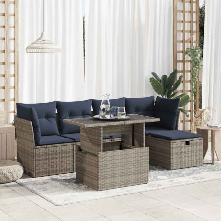 Set sofás jardín y cojines 6 pzas ratán sintético acacia gris | Foro24.es | Tu tienda online para hogar, jardín y más Foro24.es