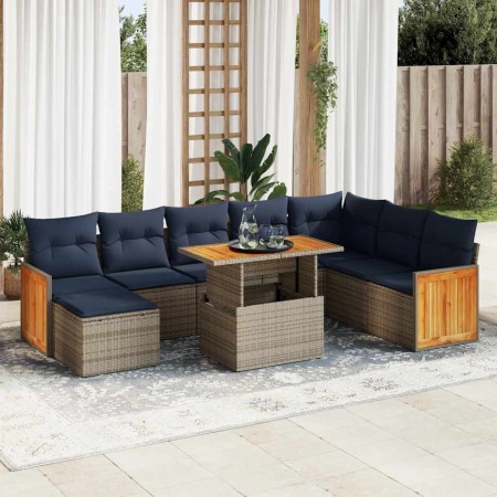 Set sofás jardín y cojines 11 pzas ratán sintético acacia gris | Foro24.es | Tu tienda online para hogar, jardín y más Foro24.es