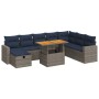 Set sofás jardín y cojines 9 pzas ratán sintético acacia gris de , Conjuntos de jardín - Ref: Foro24-3328020, Precio: 674,61 ...