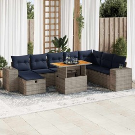 Comprar Set sofás jardín y cojines 9 pzas ratán