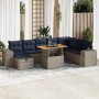 Set sofás jardín y cojines 9 pzas ratán sintético acacia gris | Foro24.es | Tu tienda online para hogar, jardín y más Foro24.es