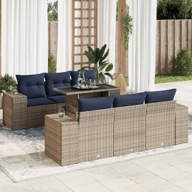 Comprar Set sofás jardín y cojines 7 pzas ratán