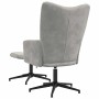 Sillón de relax con taburete de terciopelo gris claro en Sillones | Comprar online en Foru.es