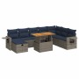 Set sofás jardín y cojines 9 pzas ratán sintético acacia gris de , Conjuntos de jardín - Ref: Foro24-3328048, Precio: 683,47 ...