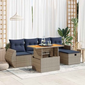 Comprar Set sofás jardín y cojines 6 pzas ratán