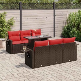 Comprar Set sofás jardín y cojines 7 pzas ratán