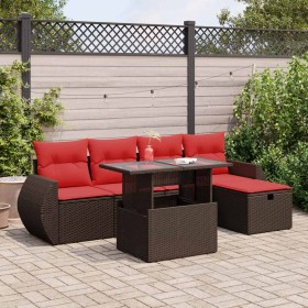 Comprar Set sofás jardín y cojines 6 pzas ratán